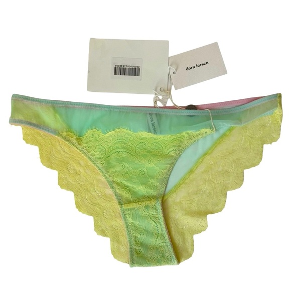 NWT DORA LARSEN Emilie Lace Bralette Low Rise Panty Knicker Set Bright Yellow - Picture 8 of 16